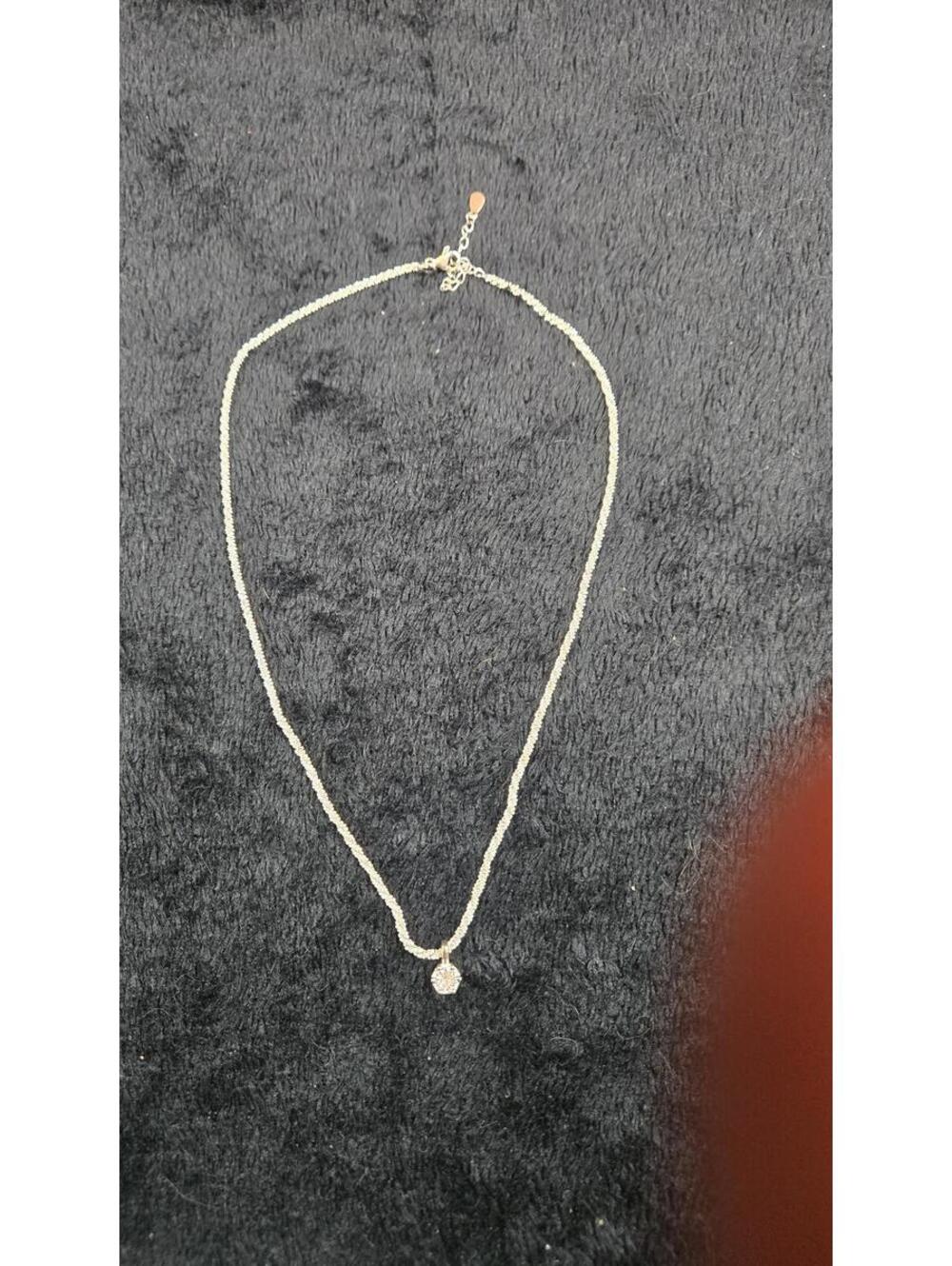 Silver Chain Necklace with Clear Pendant